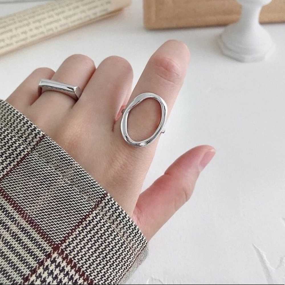 New Sterling Silver 925 Oval Adjustable Ring